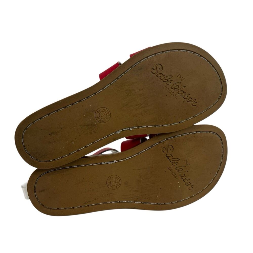 Salt Water Sandals Red Leather Strappy Youth Size 5 Adjustable Buckle - Picture 7 of 9
